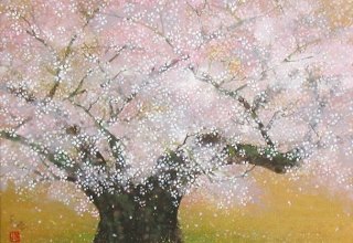 「淡墨桜」日本画 6号