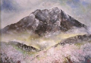 「春の妙高」日本画 4号