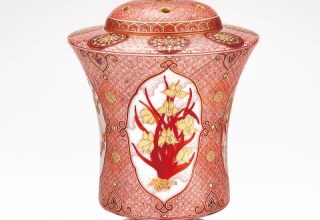 「赤絵七宝文　四君子図　香炉」130×高さ210㎜