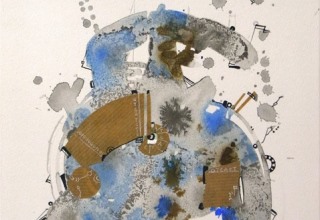 「青の時間」コラージュ／アルシュ紙、木板 27×20㎝