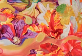 岩田壮平「flower undulation」紙本彩色　60×160cm