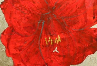 林美木子　「上巳  桃の節句」板絵35.5×19