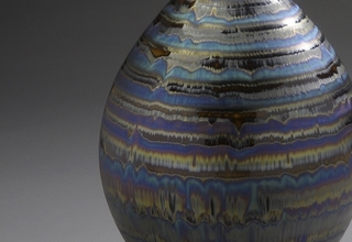 「Bottle with Blue and Brown glaze」陶磁器　H49xW21.6cm