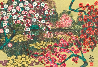 平松礼二「モネ・花の庭」日本画4号