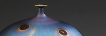 「Vase with Peacock glaze」H26xW24cm  陶磁器