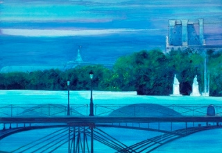 ザッキ　「セーヌに架かる橋 ポンテザール」　油彩150×150㎝