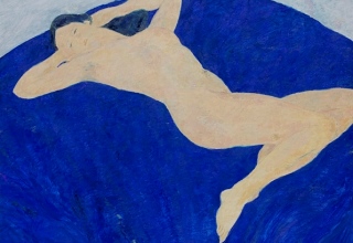 「青い背景の裸婦」油彩40号