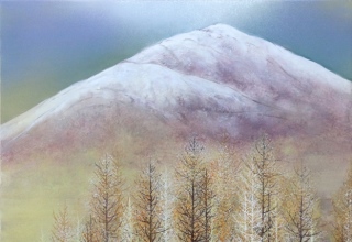 「新雪の浅間山」日本画 10号