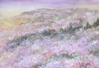 「春爛吉野山」日本画 10号スクエア