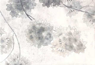 「光をいだく」岩絵具、水干、銀箔／雲肌麻紙  25×25cm