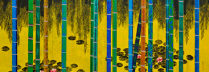 平松礼二「モネ水の庭　竹林図」四曲一隻　200×361cm