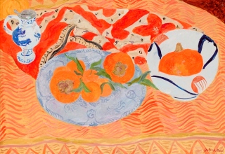 「柿とかぼちゃ」油彩10号