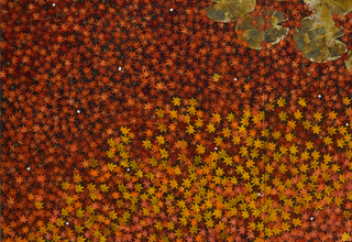 平松礼二「晩秋の色ジャポン」日本画 二曲一隻屏風　179×340㎝