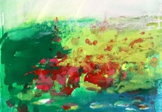 吉岡耕二「ジベルニー モネの庭」オイルオンペーパー 8F大