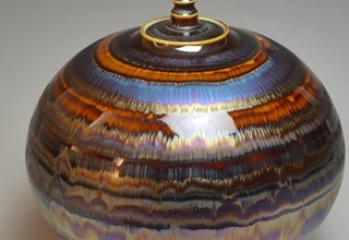 「Jar with Blue and Brown glaze」陶磁器 H26×W23cm