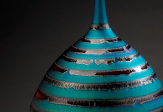 「Bottle with blue and brown glaze」陶磁器  H47.8×W28