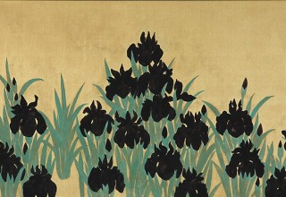 平松礼二　「倣・光琳燕子花図」　日本画65.2×32.7cm