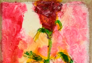 大和田いずみ「バラ」油彩 13×10cm