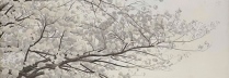 佐々木理恵子「春の朝」箔、岩絵具、水干 15号スクエア