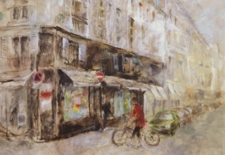 「パリの街角」油彩 131×162cm