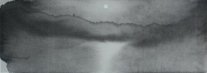 田中みぎわ「月の音が聴こえる」　12.5×35cm 　墨、胡粉/石州半紙稀