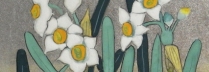 平松礼二　「水仙歌」　日本画１５．５×１５．５